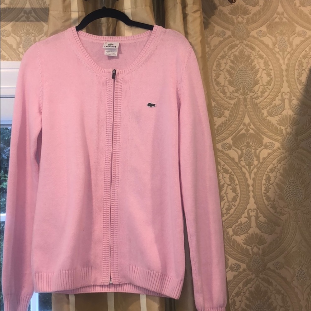 Lacoste pink zip up sweater